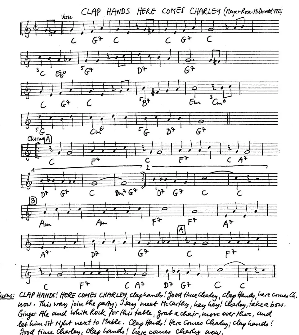 clap hands here comes charly free jazz leadsheet - Courtesy of the Jungle Jazz Band